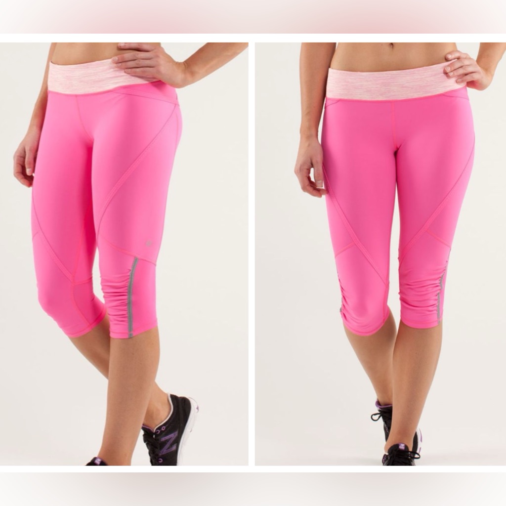 Lululemon Run: Pace Crop Pinkelicious/Wee Are From Space Parfait Pink Size 6 Euc